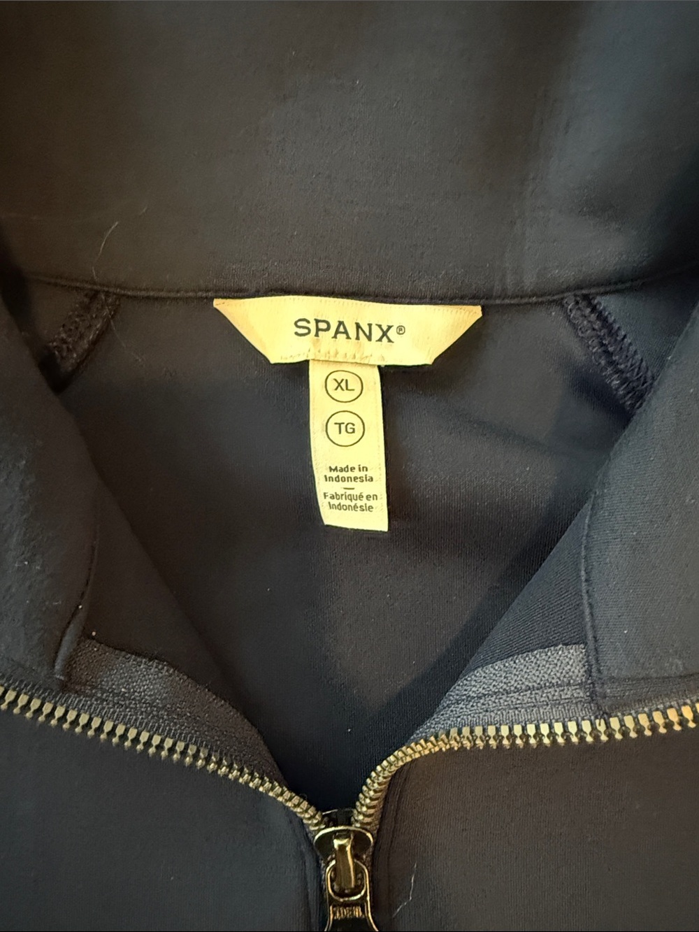 SPANX Air Essentials Navy Zip-Neck Pullover Sweater - Picture 2 of 2